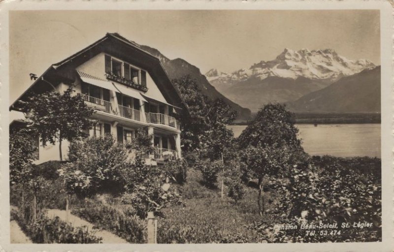 Pension Beau Soleil St Legier Old Vaud Switzerland RPC Postcard