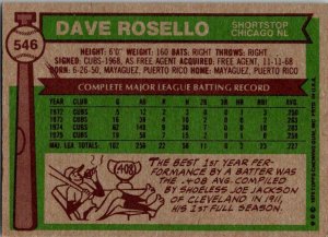 1976 Topps Baseball Card Dave Rosello Chicago Cubs sk13350