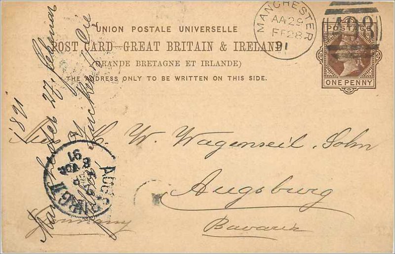 Entier Postal Stationery Postal Great Britain Great Britain 1891 Manchester t...