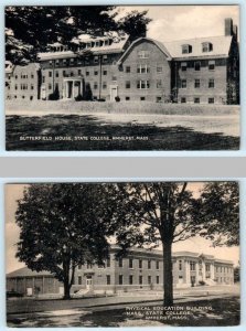 2 Postcards AMHERST, MA ~ STATE COLLEGE Butterfield House & Physical Education