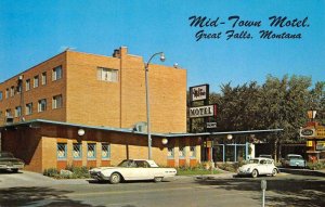 MID-TOWN MOTEL Great Falls, MT Smitty's Pancake House Roadside Vintage Postcard