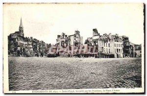 Postcard Old Army Events 1871 Saint Cloud fire by the Prussians Place d & # 3...