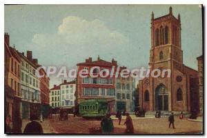 Postcard Roanne Old Church St Stephen's Square Courthouse