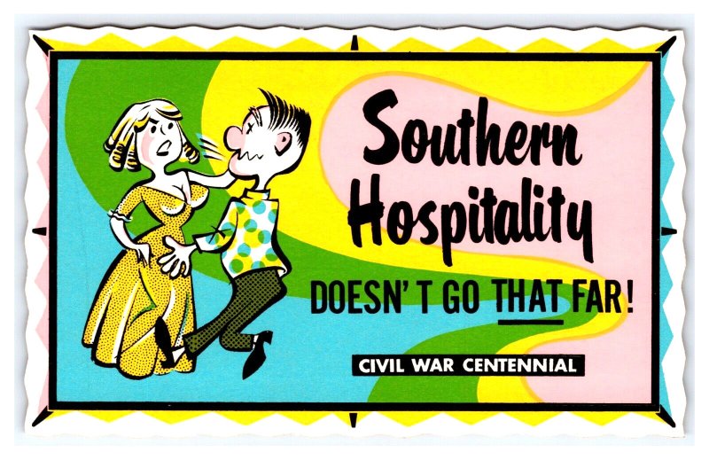 South Hospitality Civil War Centennial Day Glo Self-Stick Sticker Postcard P23