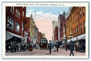 Market Street North From Fourteenth Wheeling West Virginia WV Antique Postcard