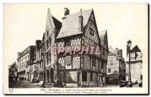 Old Postcard Bourges Pellevoison Streets Angle and Cambournac Old wooden hous...