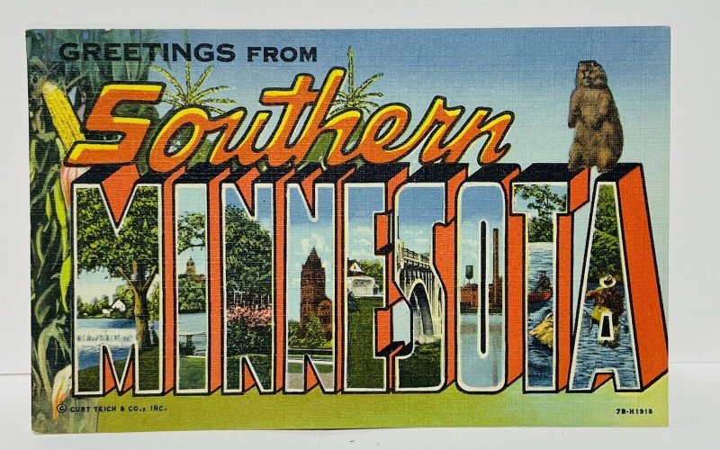 Vintage Postcard Southern Minnesota 1940s Linen