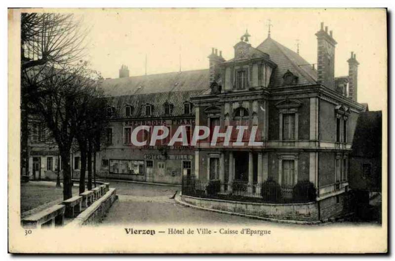 Postcard Old Bank Hotel Vierzon City Caisse d & # 39Epargne