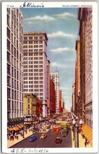 Chicago IL-Illinois, State Street, Business District, Towering Bldgs., Postcard