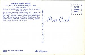  Horne's Motor Lodges Jacksonville Postcard North Carolina -1950's MrSTUFF A2/59