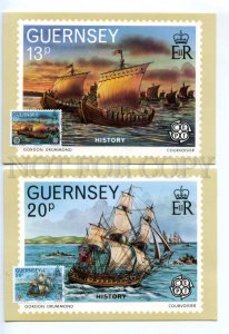 420720 GUERNSEY 1982 Gordon Drummond EUROPA CEPT sailing ships set maximum cards