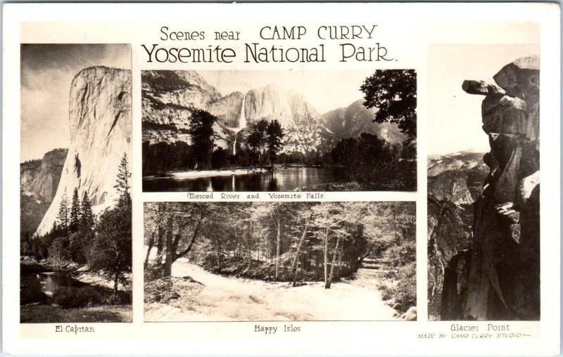 RPPC  YOSEMITE NATIONAL PARK, California  CA   Scenes near CAMP CURRY  1947 