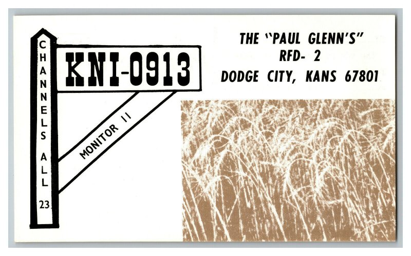  Postcard QSL Radio Card From Dodge City Kansas KNI-0913