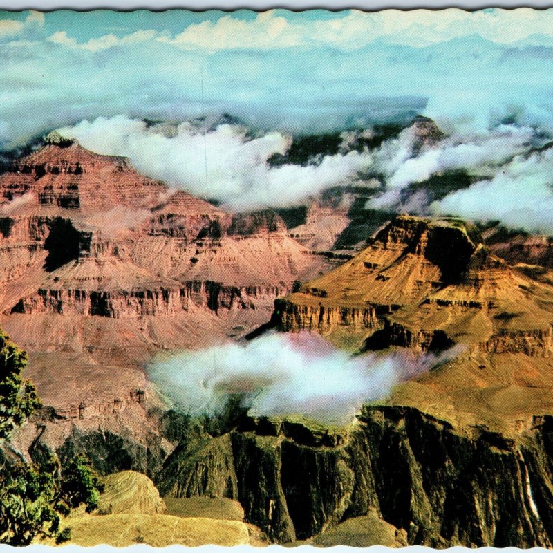 c1960s Grand Canyon Park, AZ Cloudy Scene Fred Harvey 4x6 Chrome Photo PC M11