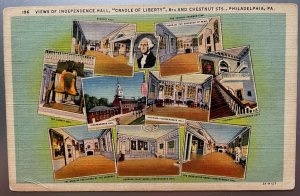 Vintage Postcard 1937 Cradle of Liberty, 6th & Chestnut Str, Philadelphia, PA.