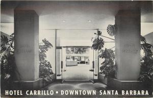 Vintage Postcard; Hotel Carillo Downtown Santa Barbara CA Mid-Century Modern