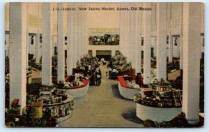 JUAREZ, Mexico ~ New JUAREZ MARKET Interior  c1950s Curt Teich Linen Postcard