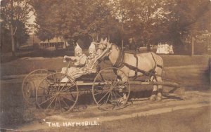 The Haymobile Clowns in Horse Wagon Real Photo Vintage Postcard AA75691