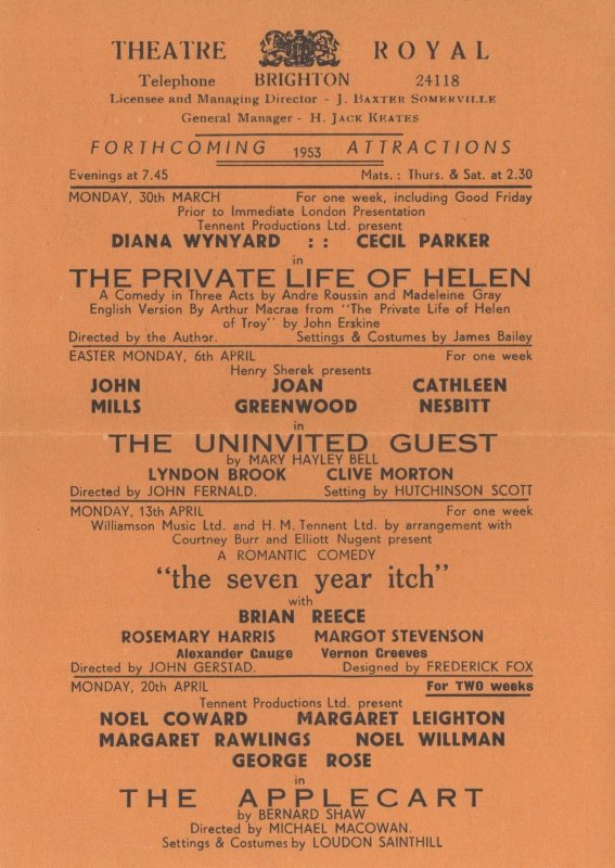 Private Life Of Helen Of Troy Brighton Old Theatre Flyer