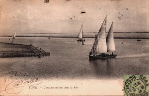 Tunisia Tunis Tartanes Entrant dans le Port Vintage Postcard C385