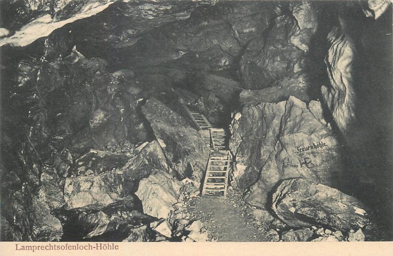 Speleology postcard cave interior Lamprechtsofenloch-Hohle Germany Passau