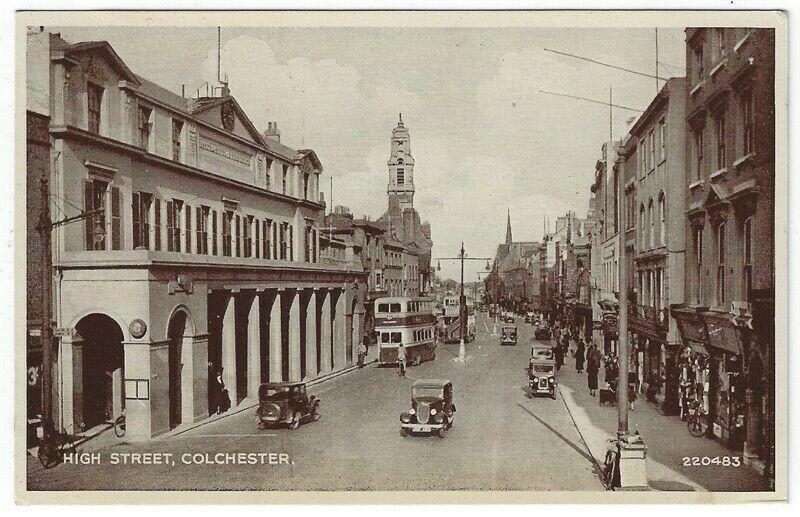 Vintage Postcard Showing Early View of High Street in Colchester, UK