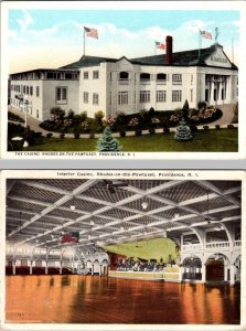 2~Postcards Providence, RI Rhode Island CASINO & INTERIOR Rhodes-On-The-Pawtuxet