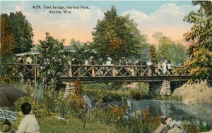 Foot Bridge Horllick Park Racine Wisconsin 1916 Postcard 7101