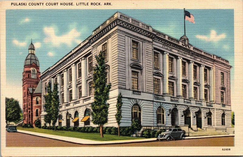 Vtg Little Rock Arkansas AR Pulaski County Court House 1930s Linen Postcard