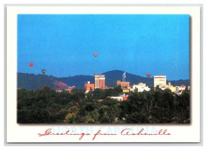 Greetings From Asheville North Carolina Postcard Continental View Card Balloons 