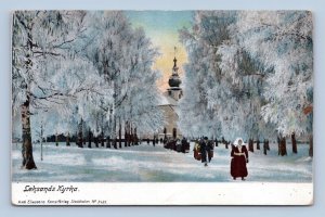 Leksands Kyrka Church Winter Scene  Sweden UNP UDB Postcard J16