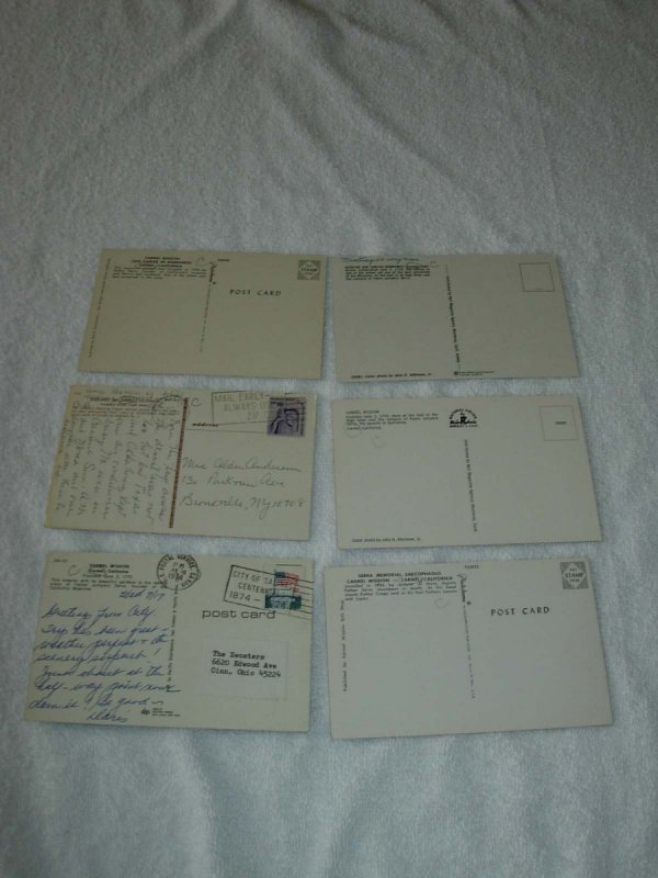 Carmel CA - Lot Of 6 Mission Vintage Postcards - x0343