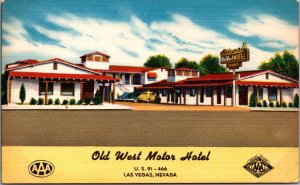 Linen Postcard Old West Motor Hotel 801-817 So. Fifth Street in Las Vegas Nevada