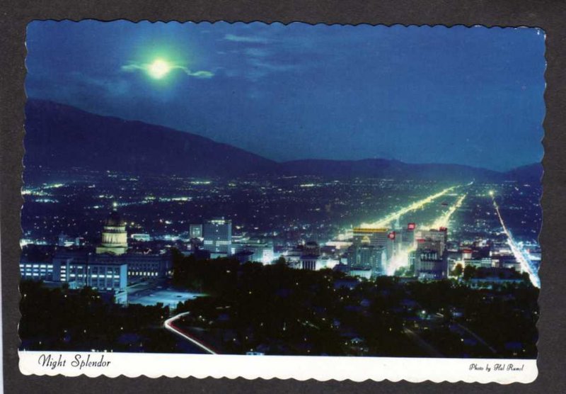 UT Night View Salt Lake City Utah Buildings Postcard