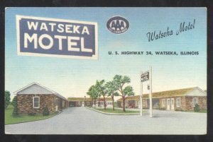 WATSEKA ILLINOIS WATSEKA MOTEL VINTAGE LINEN ADVERTISING POSTCARD