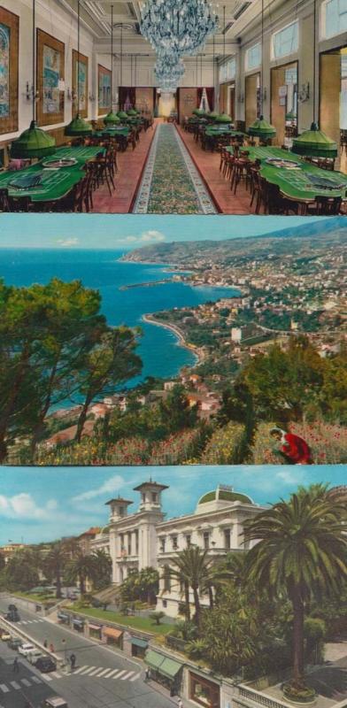 Sanremo Casino Roulette Tables Aerial 3x Italy Italian Postcard s