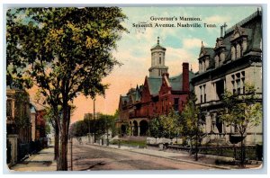 1913 Governor's Mansion Seventh Avenue Nashville Tennessee TN Antique Postcard