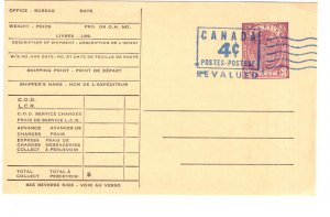 Postal Stationery Canada George VI 4C Revalued Canadian National Express Railway