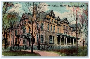 1912 UBA Hospital Building Grand Rapids Michigan MI Posted Antique Postcard