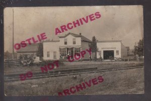 Belle Plaine WISCONSIN RPPC 1911 GENERAL STORE nr Shawano Clintonville TINY! KB