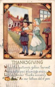 Thanksgiving Greetings 1921 corner wear, postal marking on front, yellowing f...
