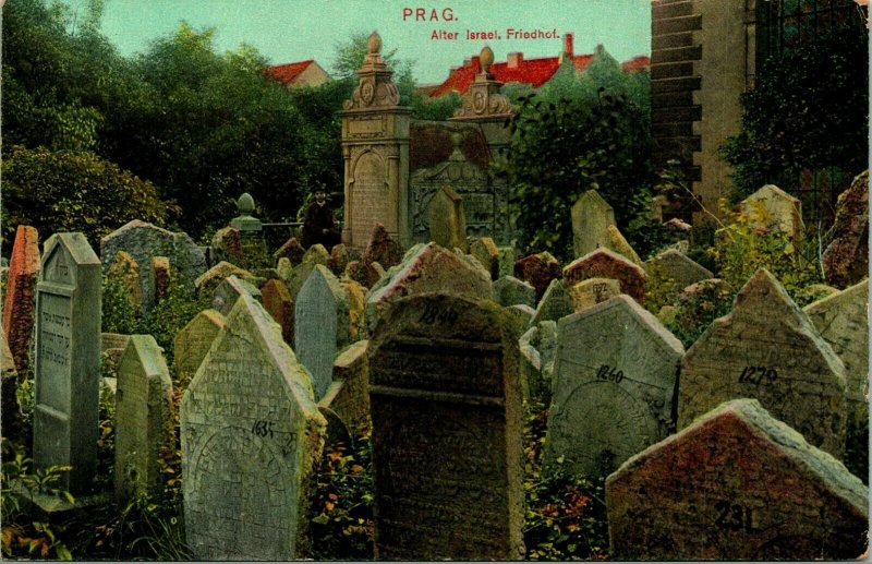 Vtg Postcard 1910s Prague Czechoslovakia Altar Israel Friedhof Destroyed WW2 