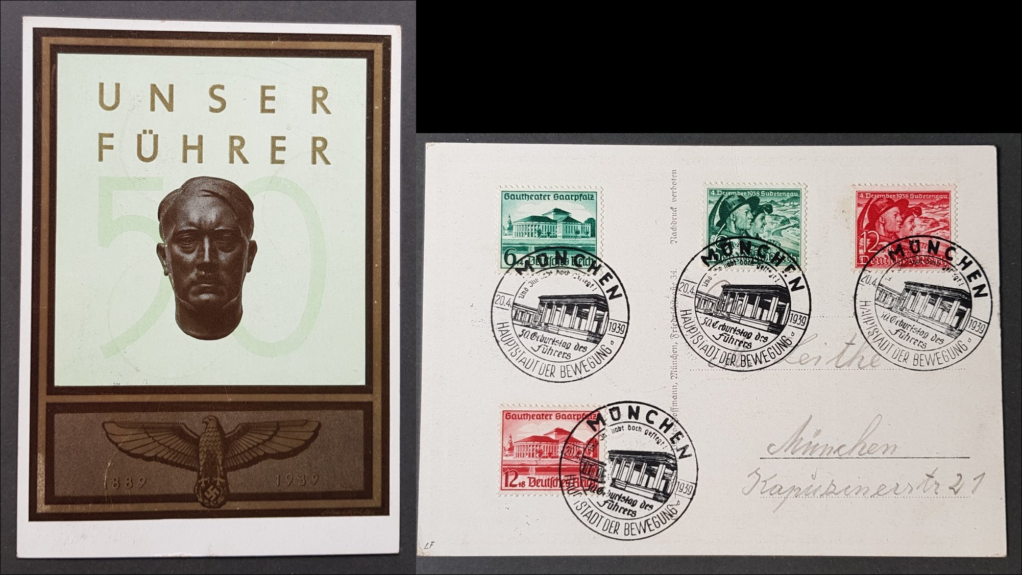 Third Reich Original Postcard the Occasion of 50th Birthday Fuhrer ...
