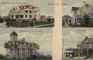 BEAUMONT TEXAS RESIDENCES J. FRANK KEITH, F.T. SMITH ANTIQUE MULTI VIEW POSTCARD