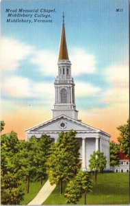 Mead Memorial Chapel Middlebury College Vermont Linen Tichnor Quality Postcard 