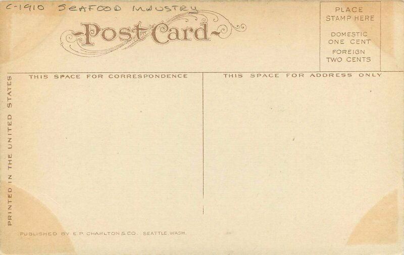 C-1910 Seafood Industry Puget Sound Washington Green Tint Postcard 20-2768