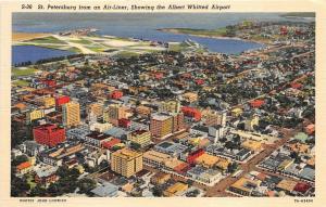 St. Petersburg Florida 1940s Postcard Aerial View Albert Whitted Airport