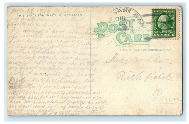 1914 Conducting Sap Vermont Maple Sugar Camp Pleasant Gap Pennsylvania Postcard 