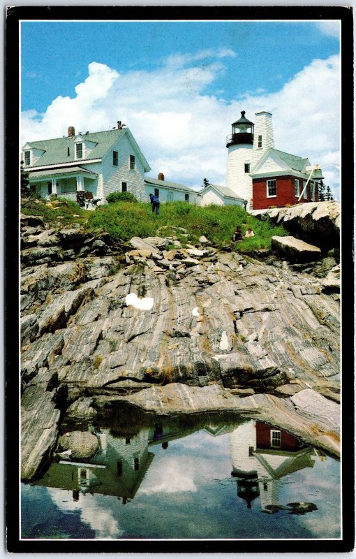 VINTAGE POSTCARD PERMAQUID LIGHT HOUSE AND REFLECTION AT BRISTOL MAINE