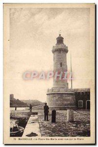 Old Postcard Marseille Lighthouse St. Mary overlooking the Pharo